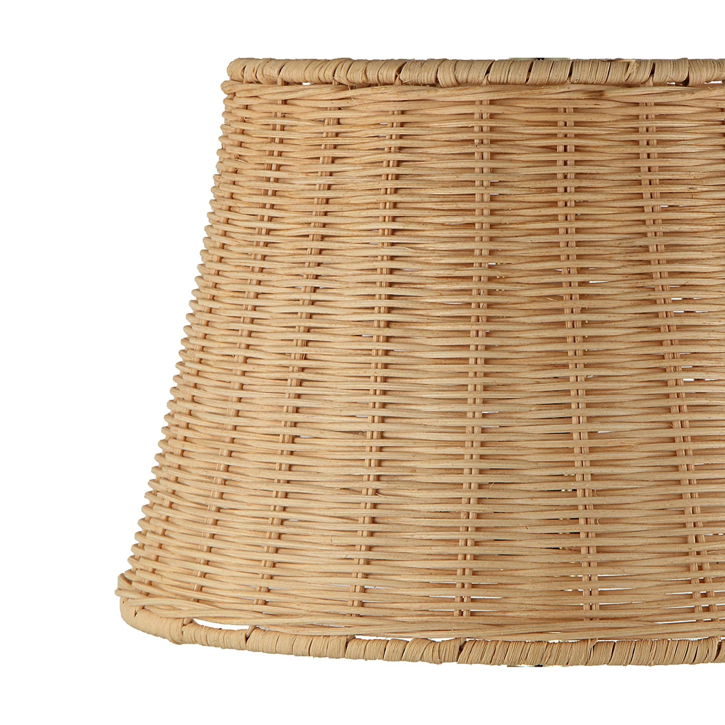 Cream Ceramic Table Lamp with Natural Rattan Shade – 18″